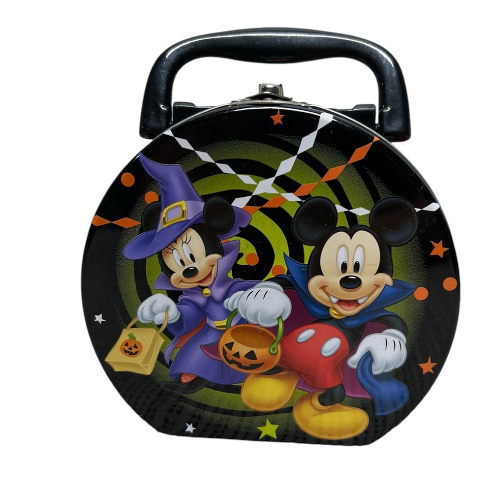 Disney Halloween Mickey And Minnie small Tin box Vampire 2013 Collectable 5”x5”